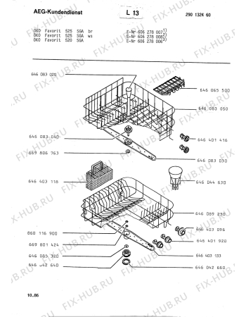 Взрыв-схема посудомоечной машины Aeg FAV520 SGA OEKO - Схема узла Basket 160